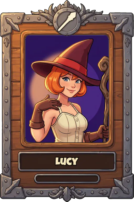 Hero card for Lucy, framed by rank