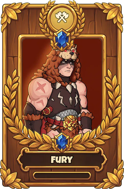 Hero card for Fury, framed by rank