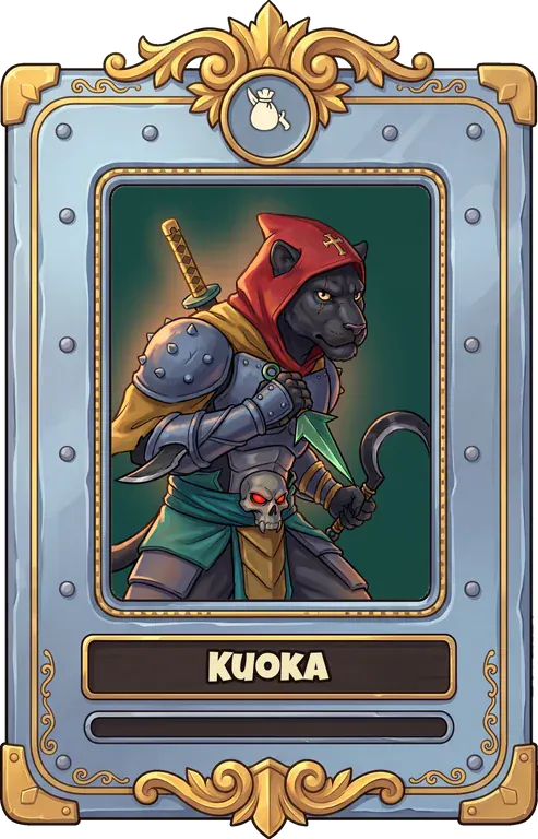Hero card for Kuoka, framed by rank