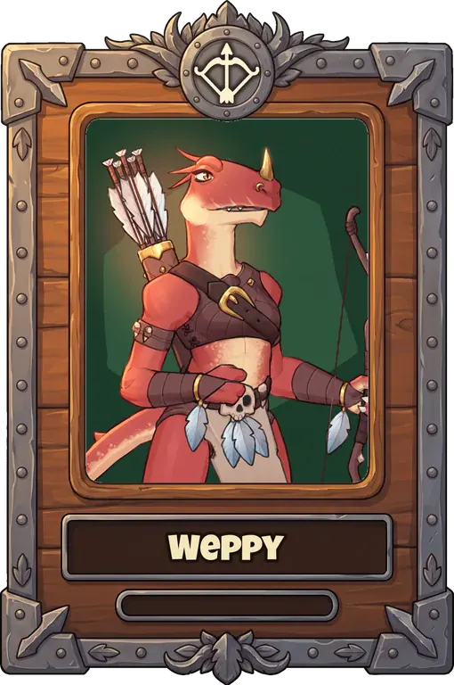 Hero card for Weppy, framed by rank