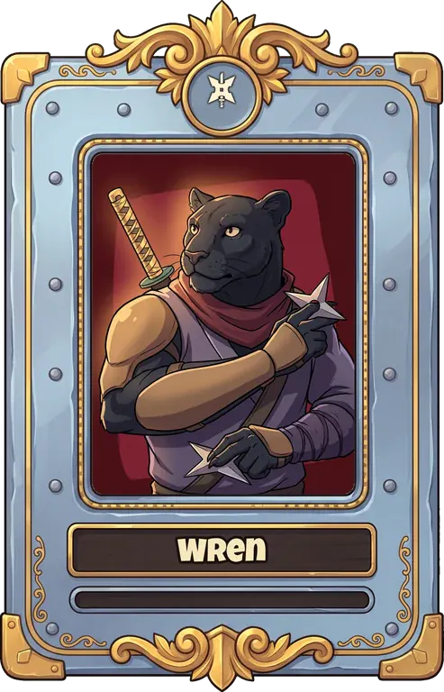 Hero card for Wren, framed by rank
